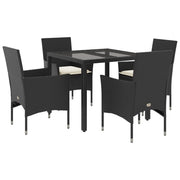Set da Pranzo da Giardino con Cuscini 5 pz | Set Salotto da Giardino Polyrattan e Vetro