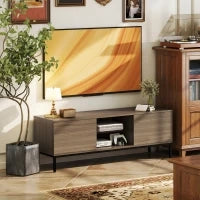 Mobile TV con Scomparto Foro Cavi e Ripiano Regolabile per Televisore da 60 Pollici 140x40x49,5 cm Grigio