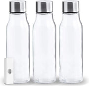 Set di flaconi in vetro di borosilicato - tappo a vite in acciaio inossidabile - confezione separata - set da 3 pezzi