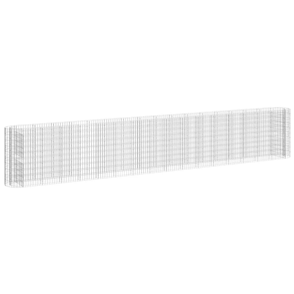 Aiuola rialzata in gabbione di ferro zincato 610 x 50 x 100 cm Argento 02_0039928