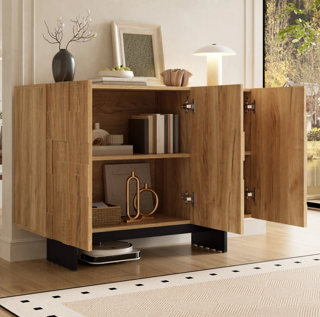 Credenza francese moderna con frontale geometrico e 3 ante