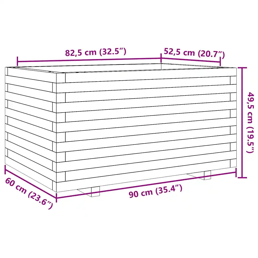Fioriera da Giardino 90x60x49,5 cm in Legno Massello di Pino 3282564