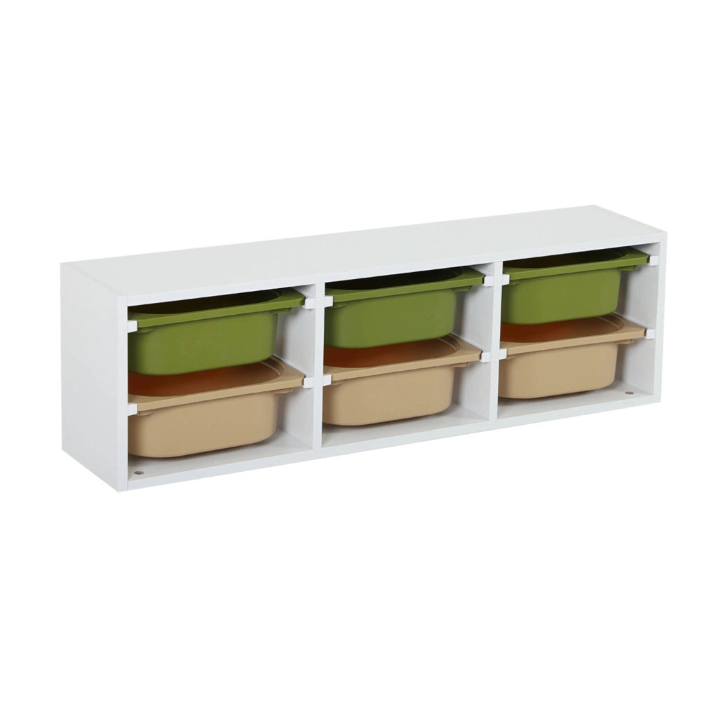 Mobile per bambini con 6 contenitori colorati, verde oliva