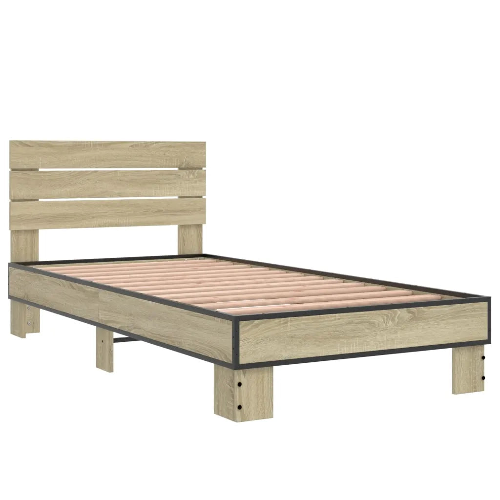 Giroletto-Struttura Letto Rovere Sonoma 75x190cm in Legno Multistrato e Metallo 695180