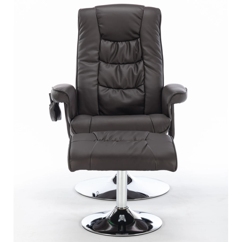 Poltrona Massaggiante con Poggiapiedi ¨C MINIMAL ¨C Similpelle Marrone, Relax Soggiorno