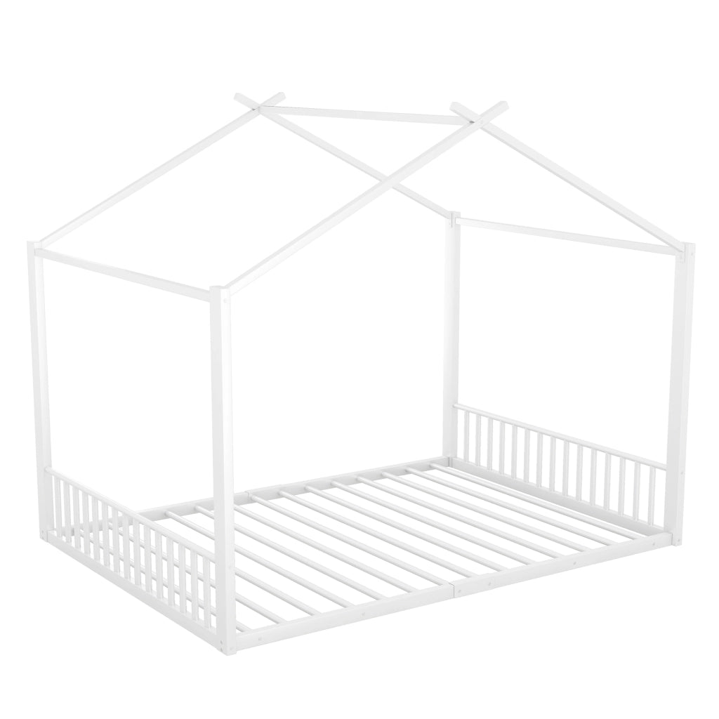 LETTO a forma di casa 140x200 cm in metallo bianco per bambini