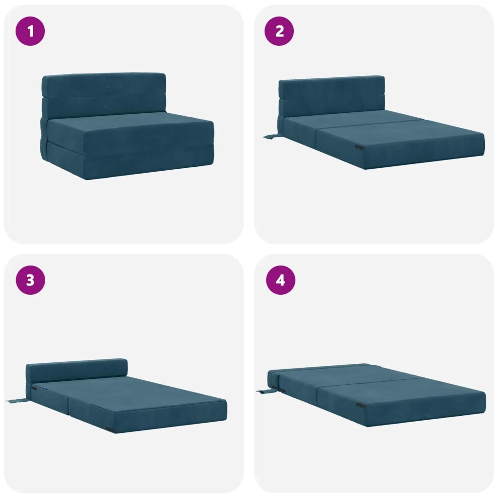 Divano Letto Pieghevole Blu 70 x 72 x 60 cm Tessuto