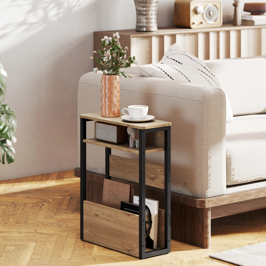 Tavolino da notte con ripiani ¨C Minimal ¨C 46x18x58,5 cm noce