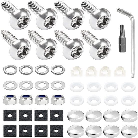 Set di viti anti-furto in acciaio inossidabile - Sicurezza - Ogni numero di targa - Testa a 6 punte - 20mm - Viti di targa