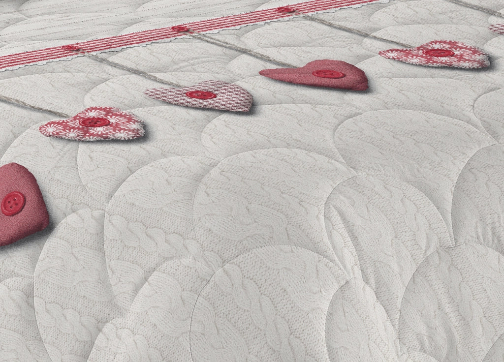 Trapunta Piumone Invernale Linea Pensieri Delicati Disegno Cuore Appeso - Singolo - Rosso