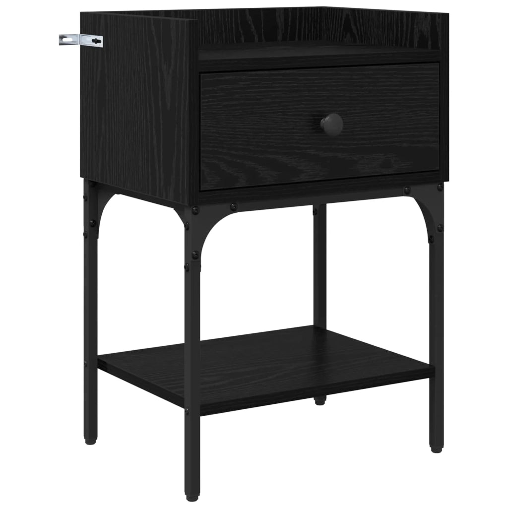 Comodino 2 pcs Rovere Nero 40 x 29 x 60 cm Legno multistrato