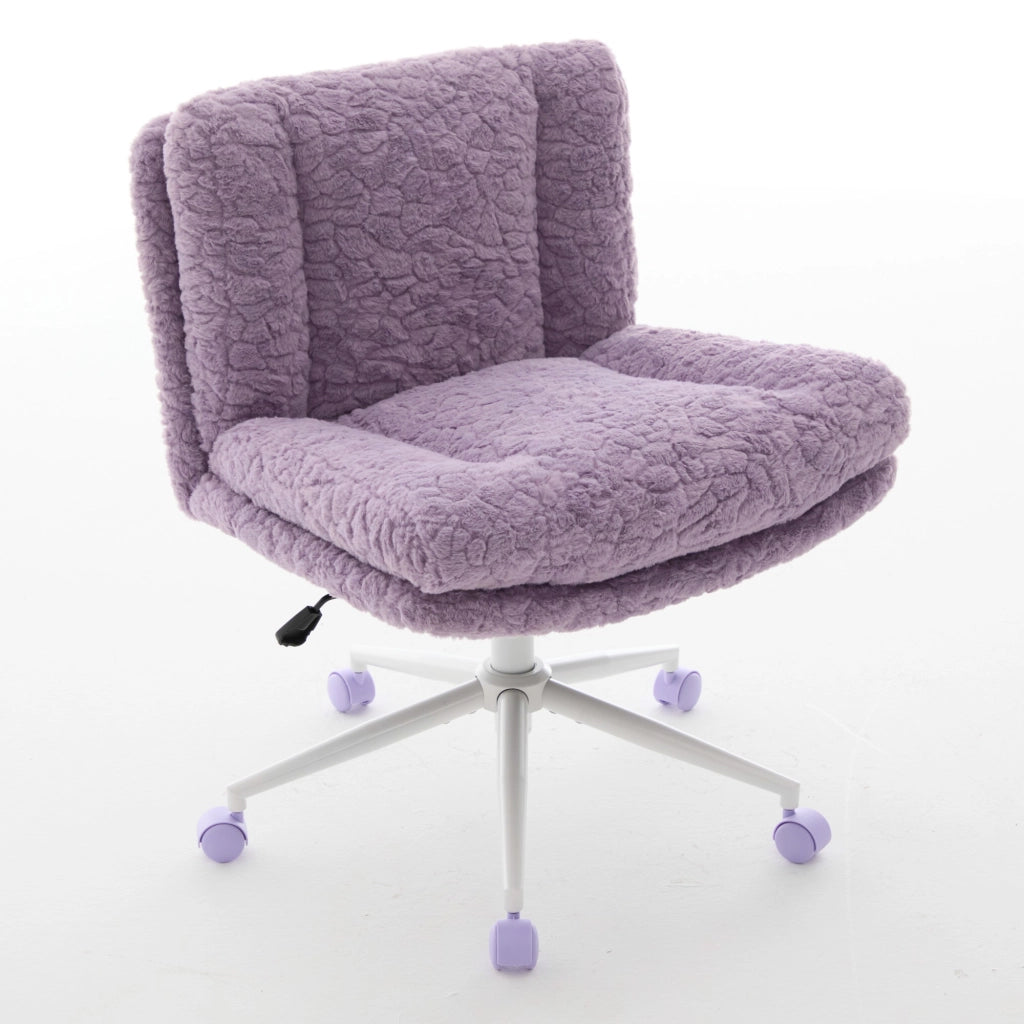 Poltrona Girevole da Ufficio ¨C MINIMAL ¨C Velluto Viola, Braccioli, Base in Metallo