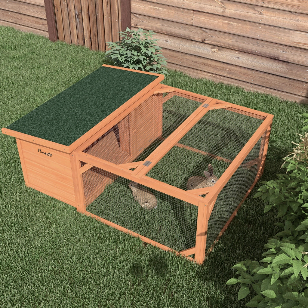 Gabbia per conigli da esterno ¨C zephmum ¨C 125.5x100x49 cm, legno, arancione