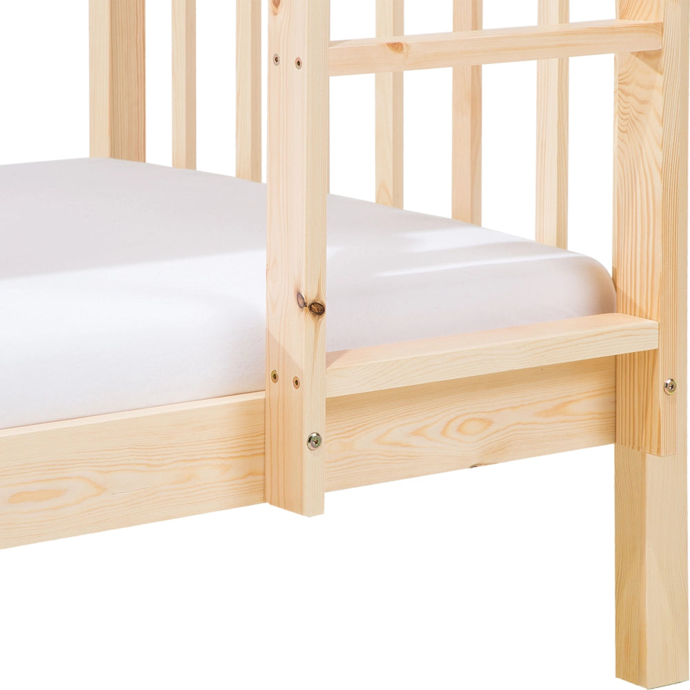 Letto a Castello Marrone Chiaro in Legno di Pino con Scala 90 x 200 cm