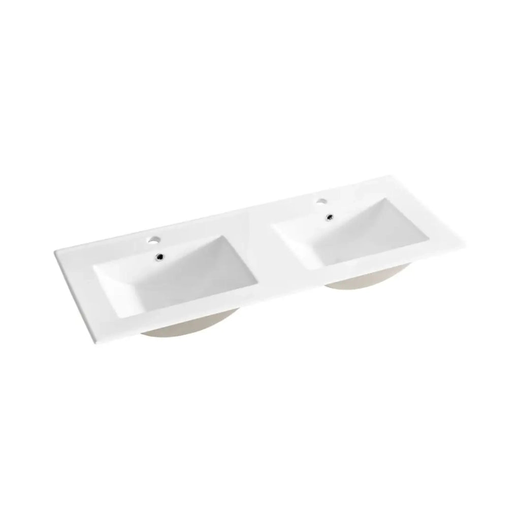 Set da bagno BELLA: mobile sottolavabo 120cm + doppio lavabo incassato rettangolare + colonna di stoccaggio
