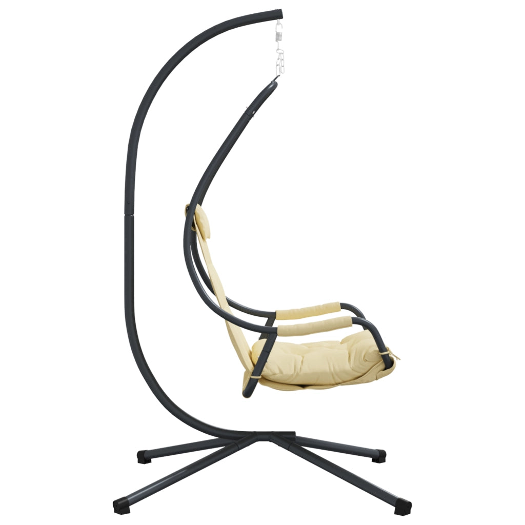 Sedia Appesa con Supporto e Cuscino Beige Acciaio