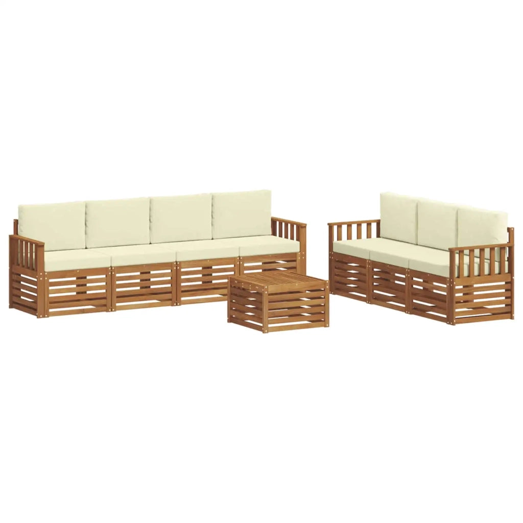 Set divani 8 pz Naturale e Crema Legno di Acacia Massello 3374480