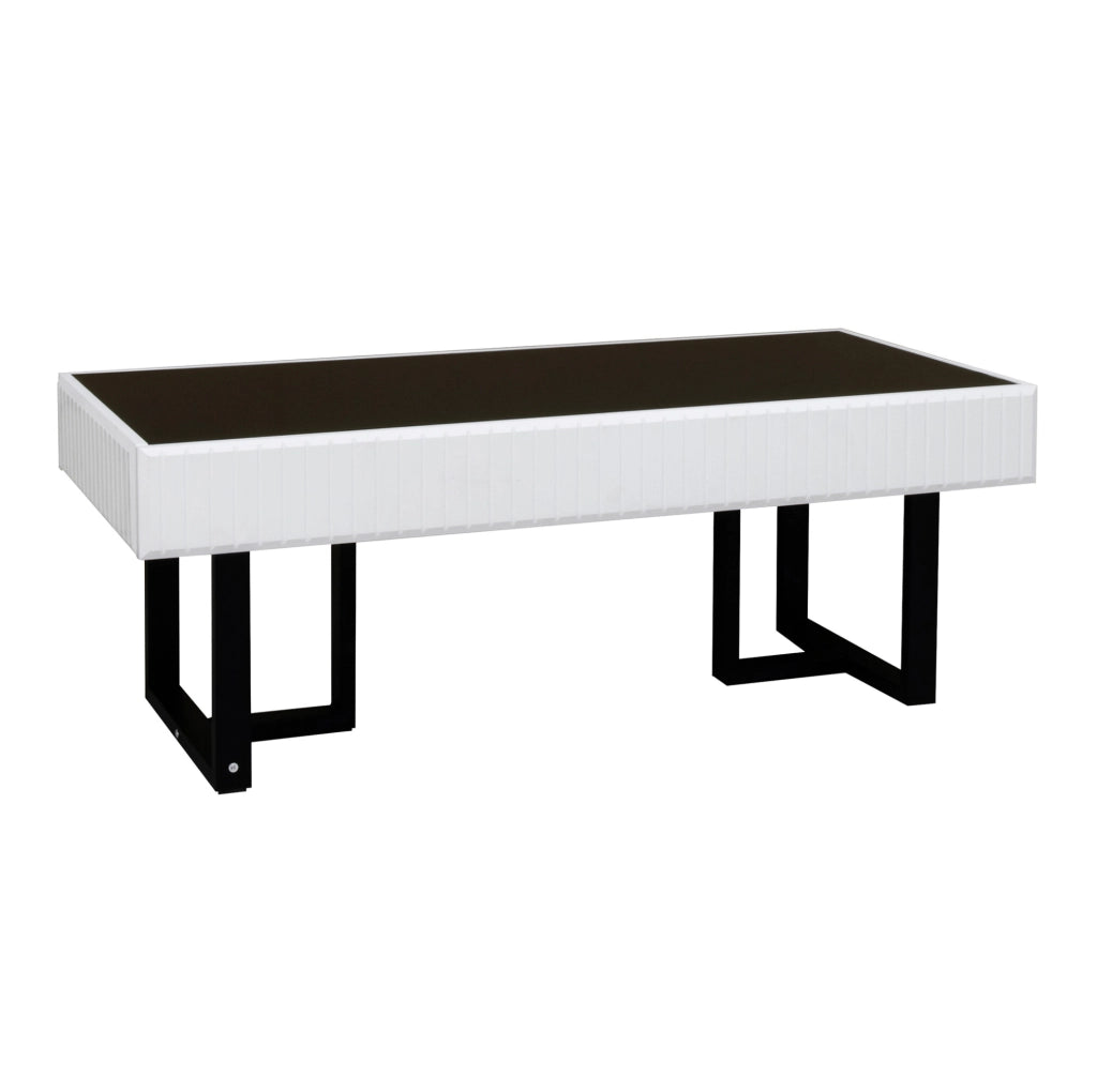 Tavolino da caffè 110x50,5x41 cm nero/bianco - piano nero lucido, MDF,