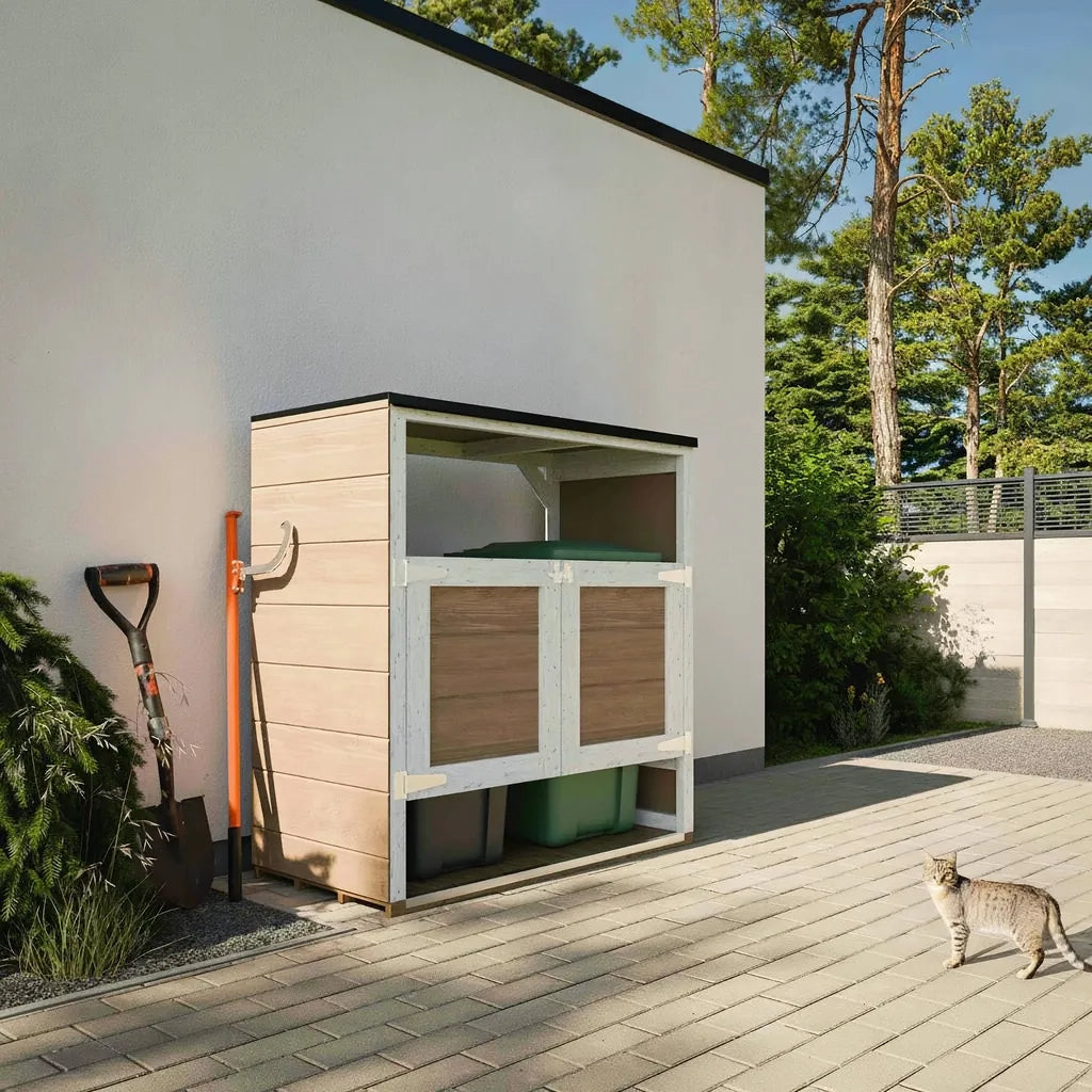 Ricovero per bidoni da giardino 2x240L TIMBELA M980A-REDWOOD RED