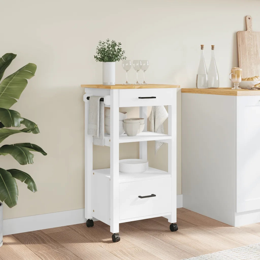 Carrello da Cucina-Scaffale per Cucina MONZA 48x40x88,5 cm in Legno Massello di Pino 370402