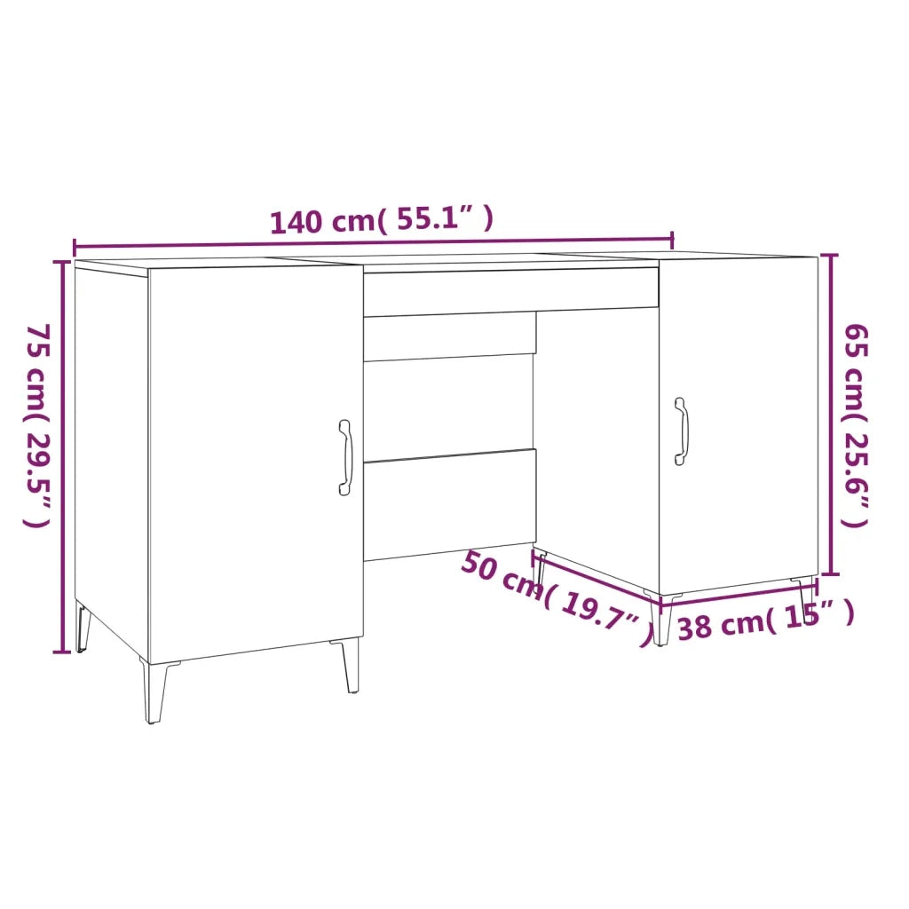 Scrivania Rovere Sonoma 140x50x75 cm in Legno Multistrato 812774
