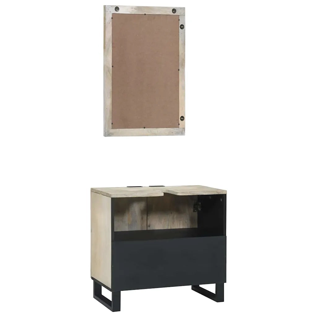 Set di Armadi da Bagno | Armadio da bagno 2 pz Bianco Legno di mango massello