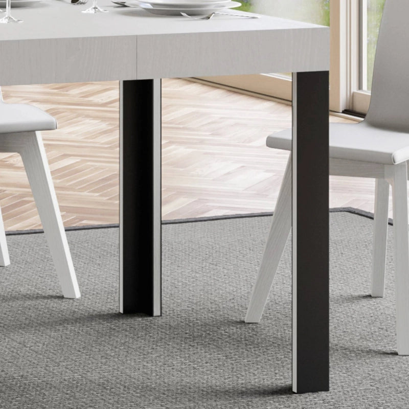 Tavolo allungabile 80x120/204 cm Linea telaio Antracite - Bianco Frassino