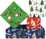 Set di carta da regalo per Natale da 4 fogli - carta da imballo per compleanni - carta da imballo per bambini - carta da imballo in rotoli - 50 x 70 cm - disegni iconici di Natale