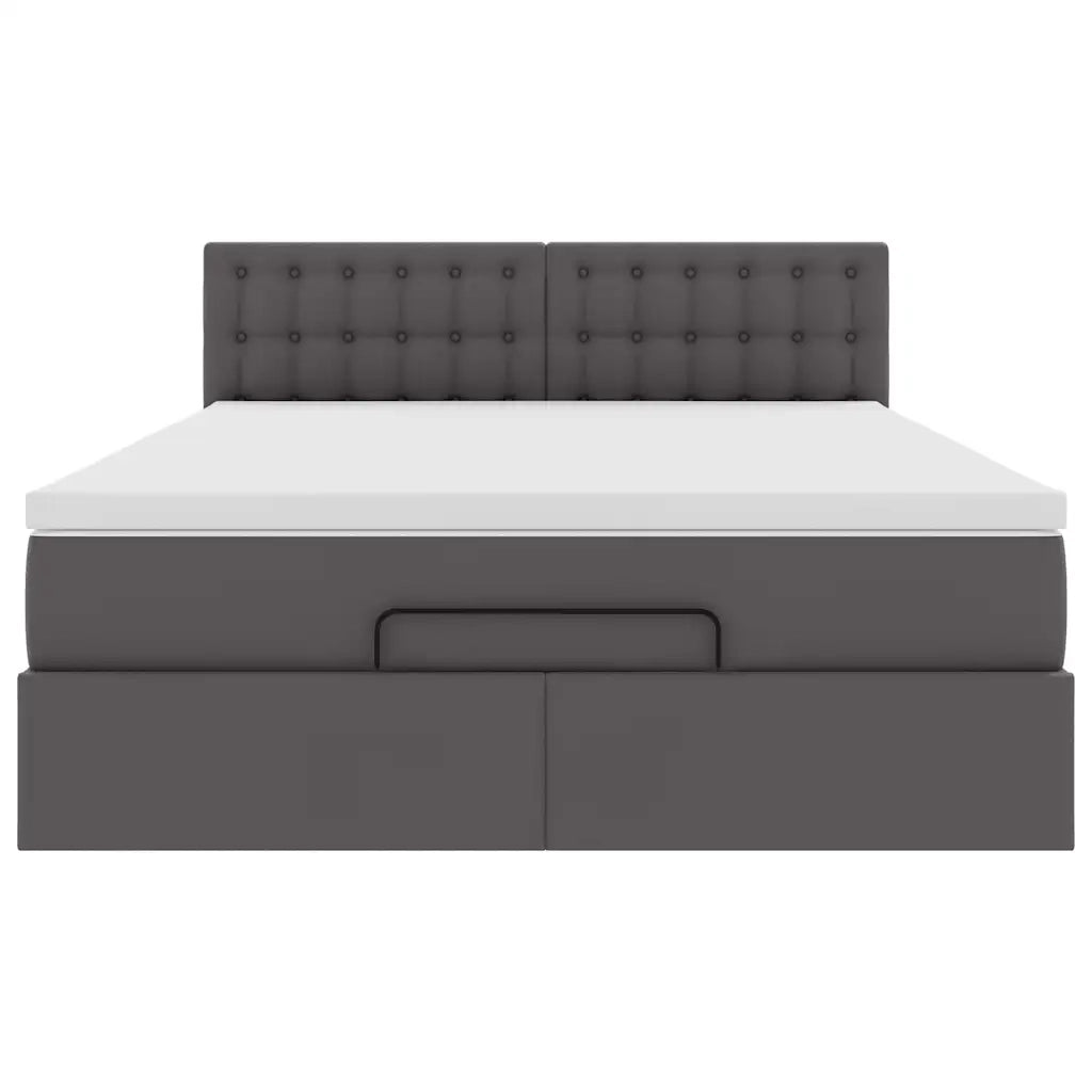Pouf Letto con Materassi e LED Grigio 140x190cm Similpelle
