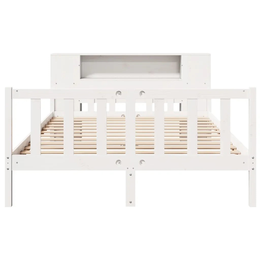 Letto Libreria senza Materasso Bianco 160x200 cm Legno di Pino