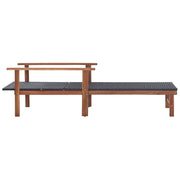 Lettino Prendisole | Sdraio da giardino | Lettino da sole Polyrattan e Legno Massello di Acacia Nero