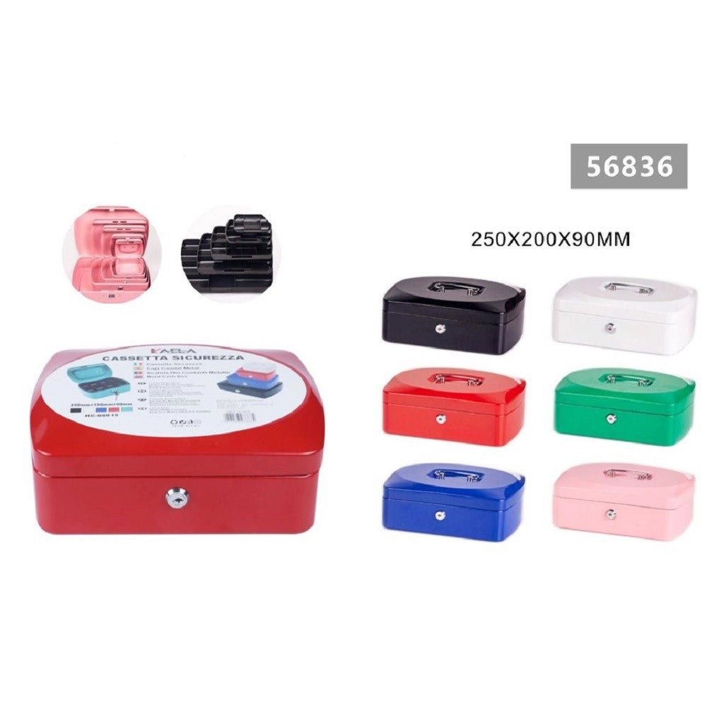 Trade Shop - Cassetta Portavalori Cassaforte Sicurezza In Metallo Chiavi 25 X 19 X 9 Cm 56836 -