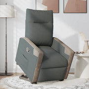 Poltrona Alzapersona Reclinabile Grigio Scuro in Tessuto 3324091