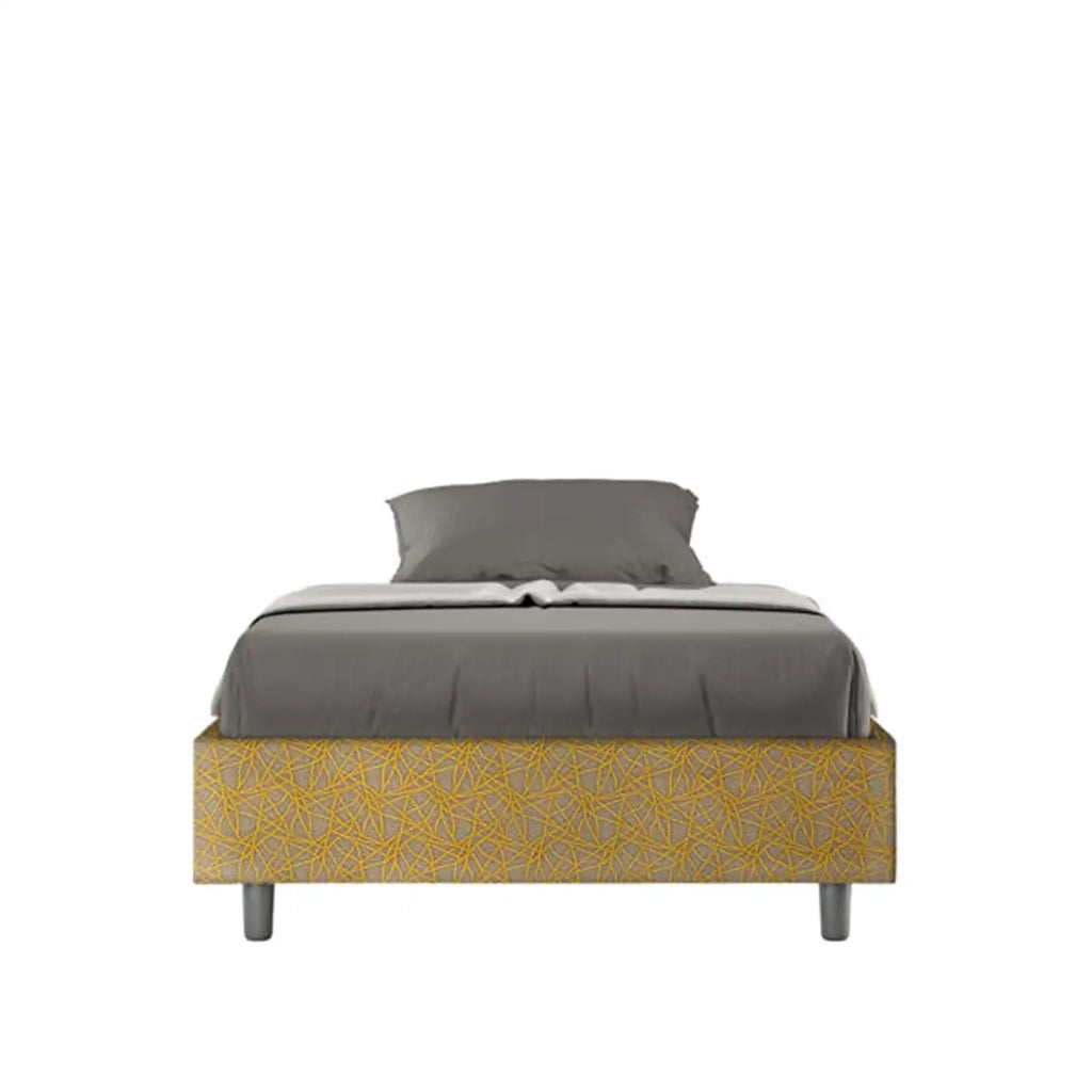 Letto una piazza e mezza con rete imbottito 120x200 tessuto Era 6 giallo Azelia