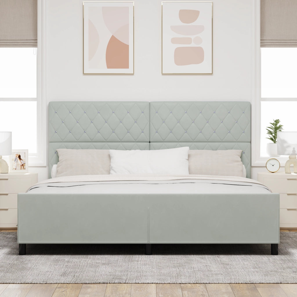 Struttura Letto Grigio Chiaro 200x200 cm in Velluto
