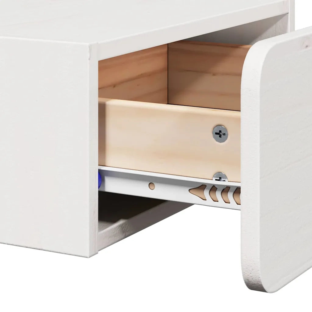 Comodino Bianco 39 x 34 x 16,5 cm Legno di pino massello 873501