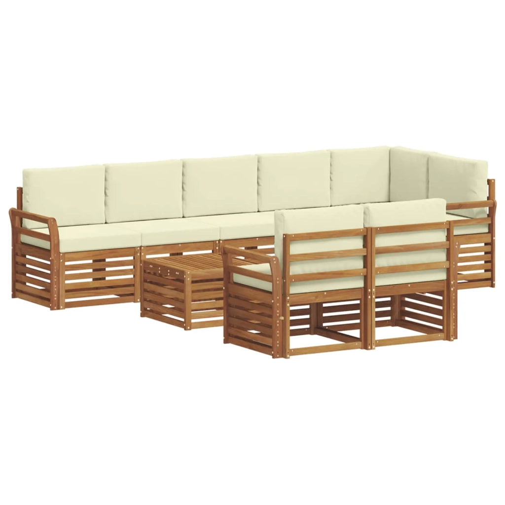 Set di divani da esterno 9 pz Naturale e Crema Poliestere 3375050