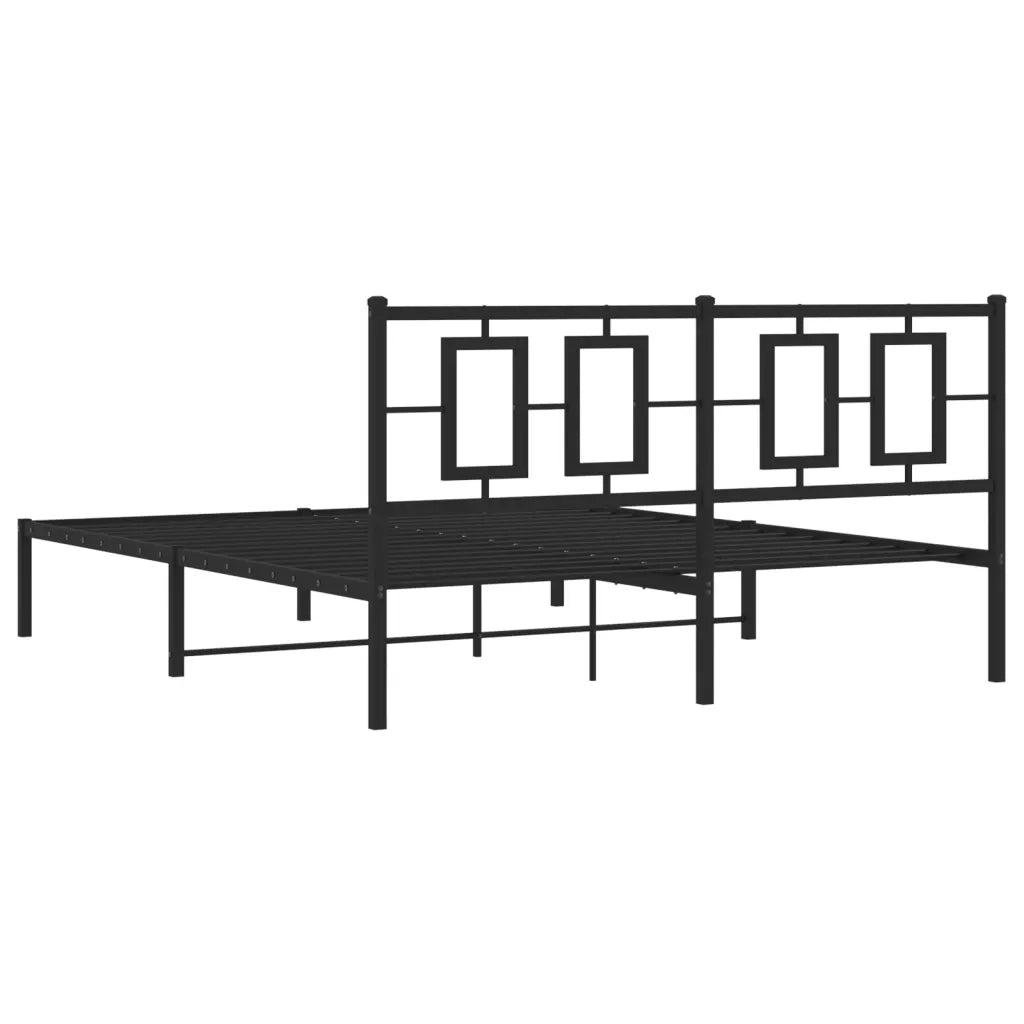 Letto matrimoniale | Letto per adulti | Giroletto con Testiera in Metallo Nero 150x200 cm