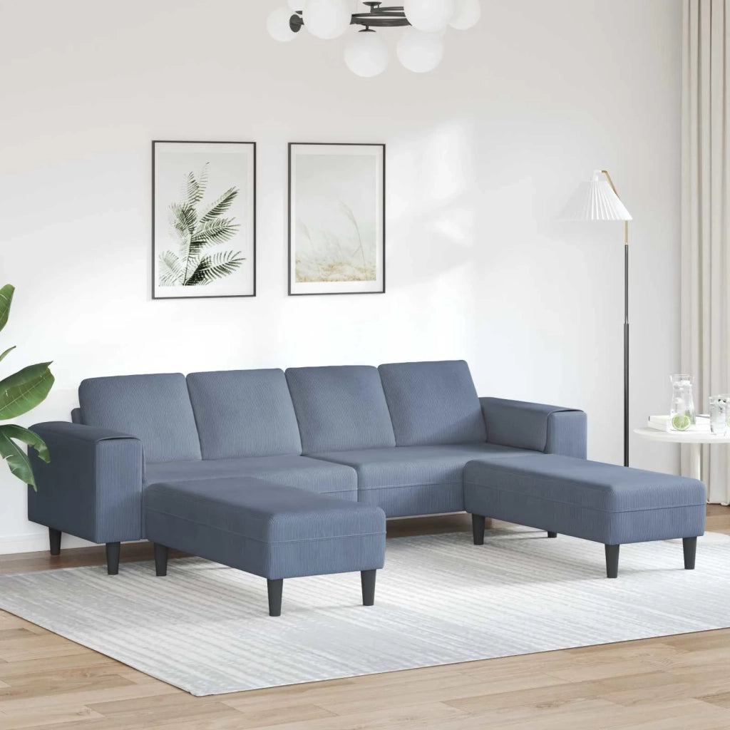 Divano Blu 250 x 188 x 76 cm Tessuto in Cords 3335134