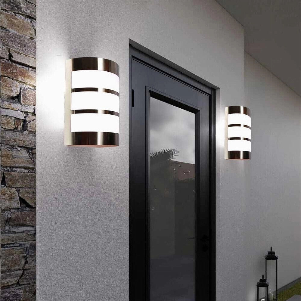 Trade Shop - Applique Da Esterno In Acciaio A Fasce Attacco E27 Lampada Da Parete Ip44 S250-a -