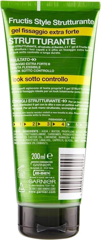 FRUCTIS SET 2 CONFEZIONI  GEL FISSANTE PER CAPELLI EXTRA FORTE STRUCTURING DA 200 ML L'UNO