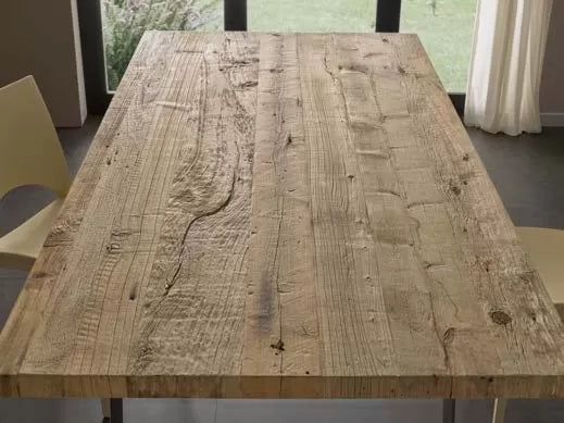 Tavolo fisso rettangolare  legno massello ontano (ga001) - Mobili 2G