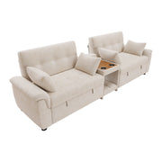 Divano letto angolare - con doppia funzione letto e schienale regolabile - in chenille beige