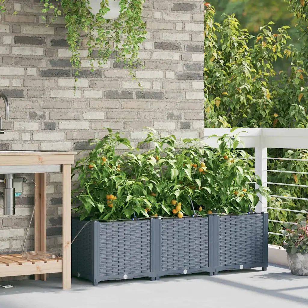 Fioriere | Cassetta per fiori | Vaso da giardino 3 pz Grigio Chiaro 120 x 40 x 37,5 cm