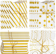 Scatole di regalo 20 pezzi - Strisce d'oro/Con punti - Materiale robusto - Imballaggio pieghevole - Scatole per regali di nozze - 15 cm x 9,8 cm - Imballo di regalo