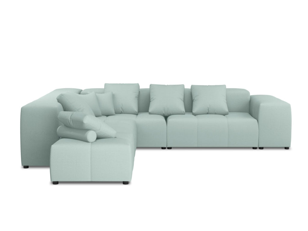 Cosmopolitan Design - Divano angolare modulare reversibile "Rome" 7 posti in tessuto strutturato menta 