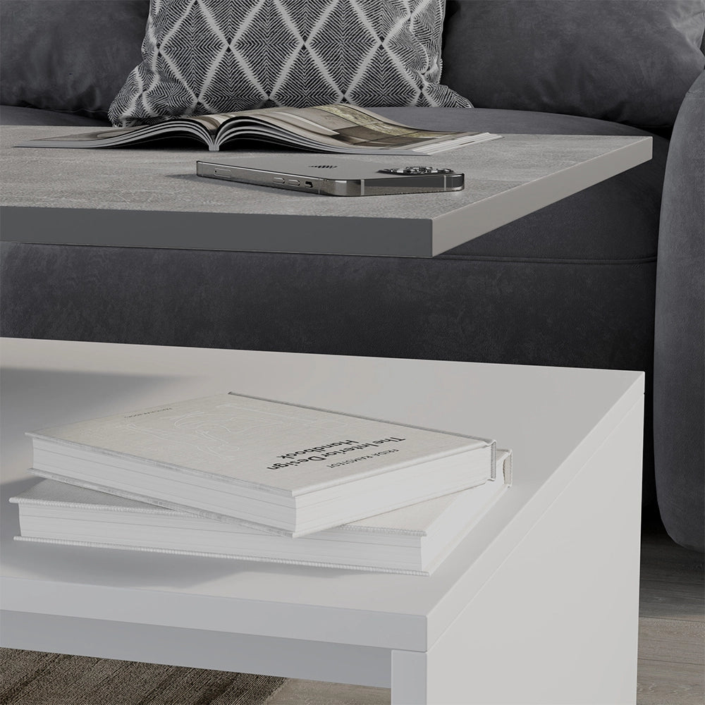 Vicco Tavolino da salotto Cemento/Bianco 90 x 52.6 cm