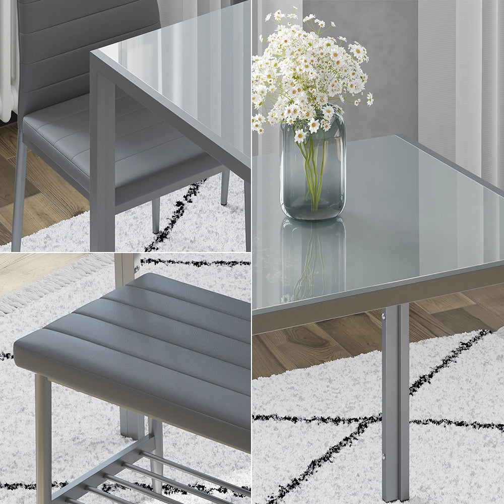 Vicco Set di tavoli da pranzo Grigio 120 x 70 cm Set di 4 pezzi