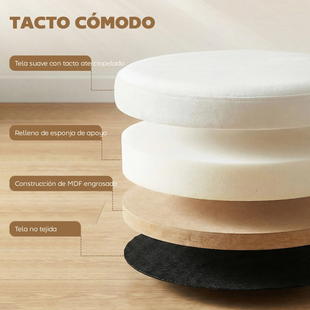 Pouf contenitore pieghevole rotondo ¨C zephmum ¨C velluto crema 38x38x38 cm
