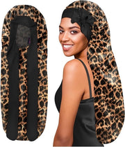 Sopracciglia in Seta Extra Lunghe con Cintura Larga per Donne - Sopracciglia Notturne in Seta per Capelli Lunghi e Vellutati Velluti e Dreadlocks Disegno Leopardo